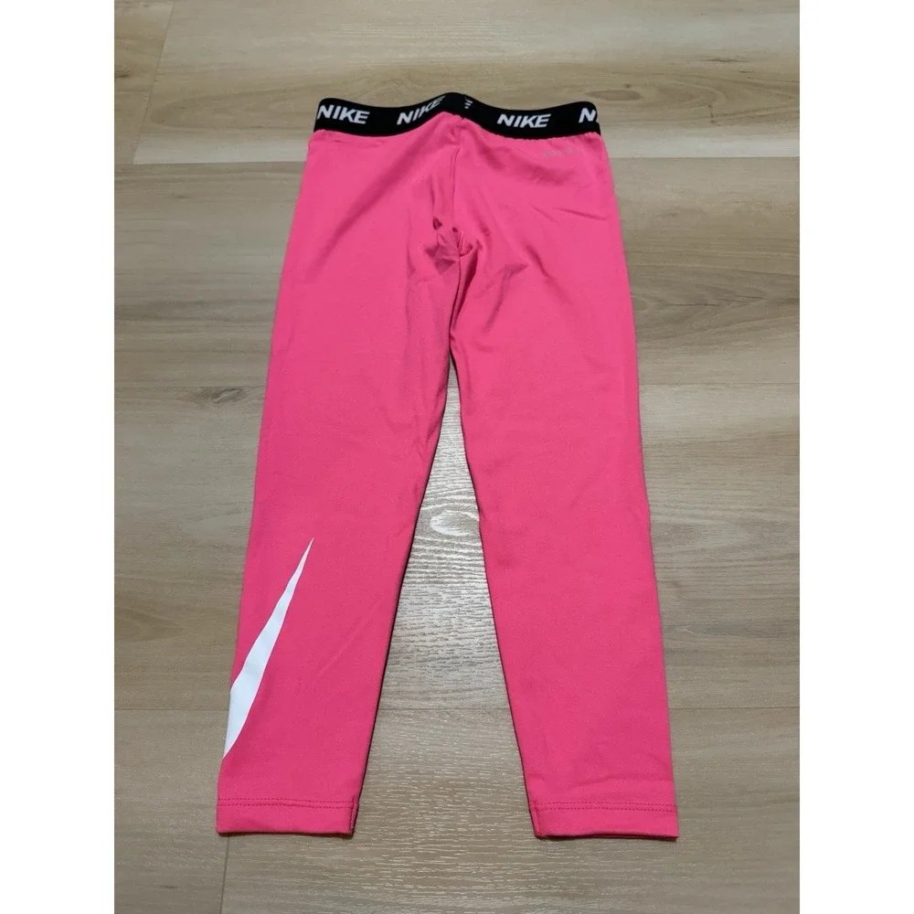 Nike Dri Fit Girls Leggings Size 6 Hyper Pink Athletic Activewear Swoosh NWT